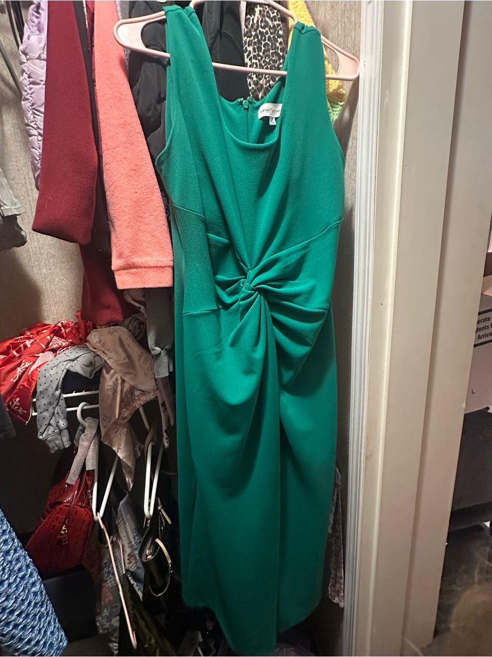 Gibson Latimer Emerald Twist-Front Midi Dress